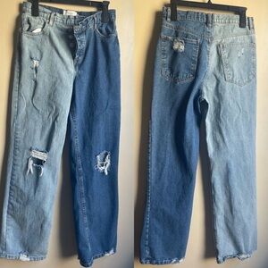 Revenge denim wide jeans color block size 5 grunge y2k 90s street wear